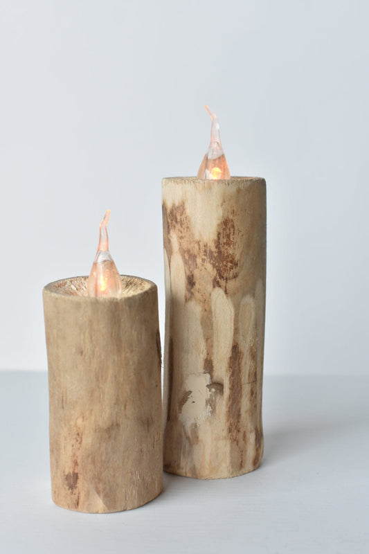 Wooden Faux LED Candles (2 Sizes available) (Online Exclusive)