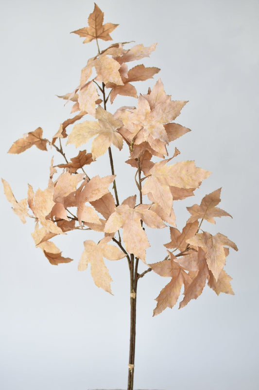 34" Faux Tan Maple Leaf Bundle (includes 2 Stems) (Online Exclusive)