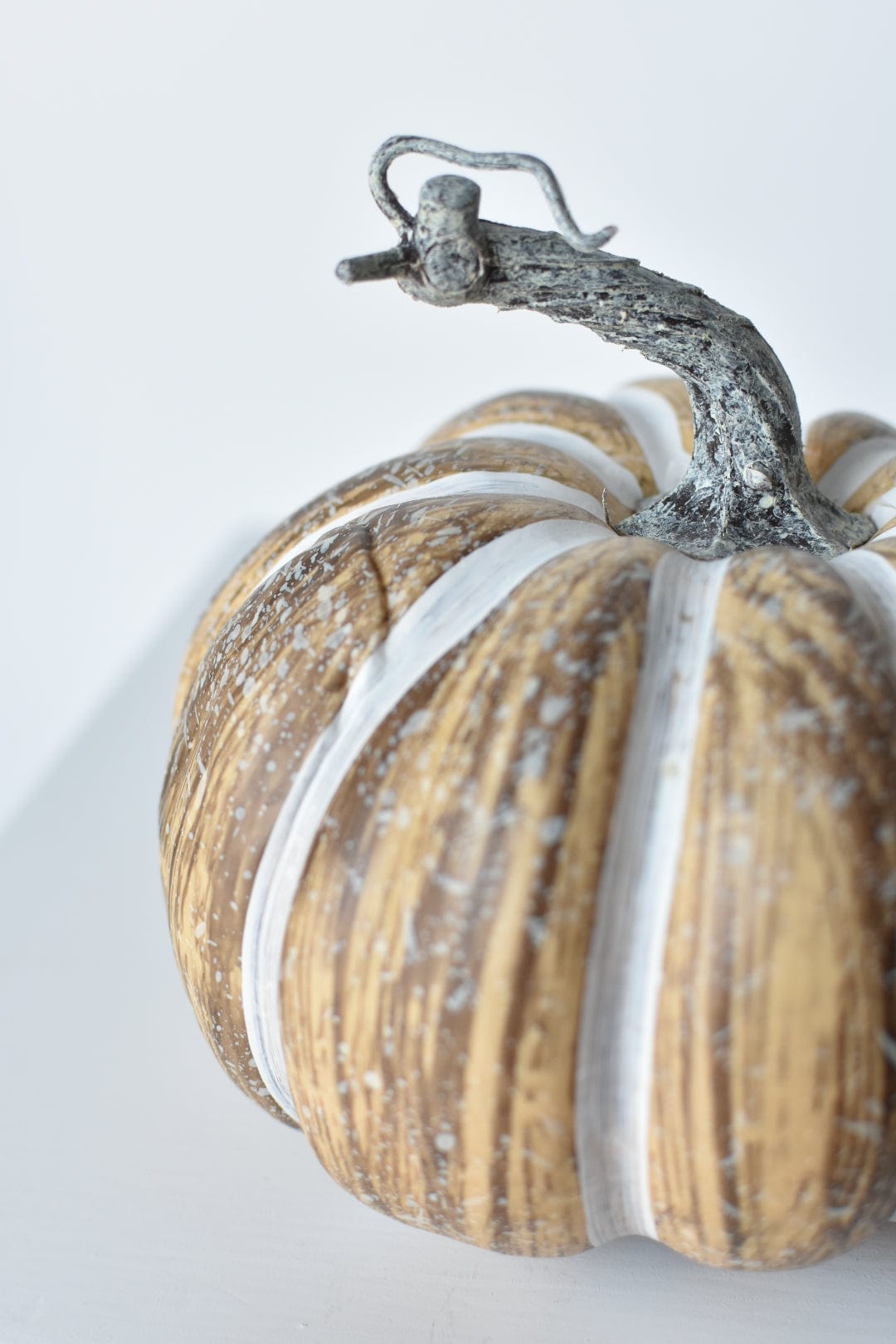 6.5"Hx7.5"W Faux Pumpkin Beige White - Wide (Online Exclusive)