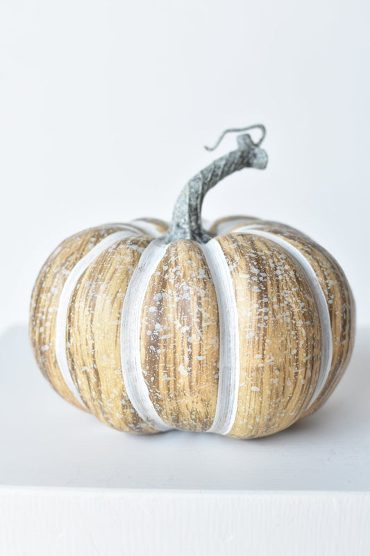 6.5"Hx7.5"W Faux Pumpkin Beige White - Wide (Online Exclusive)