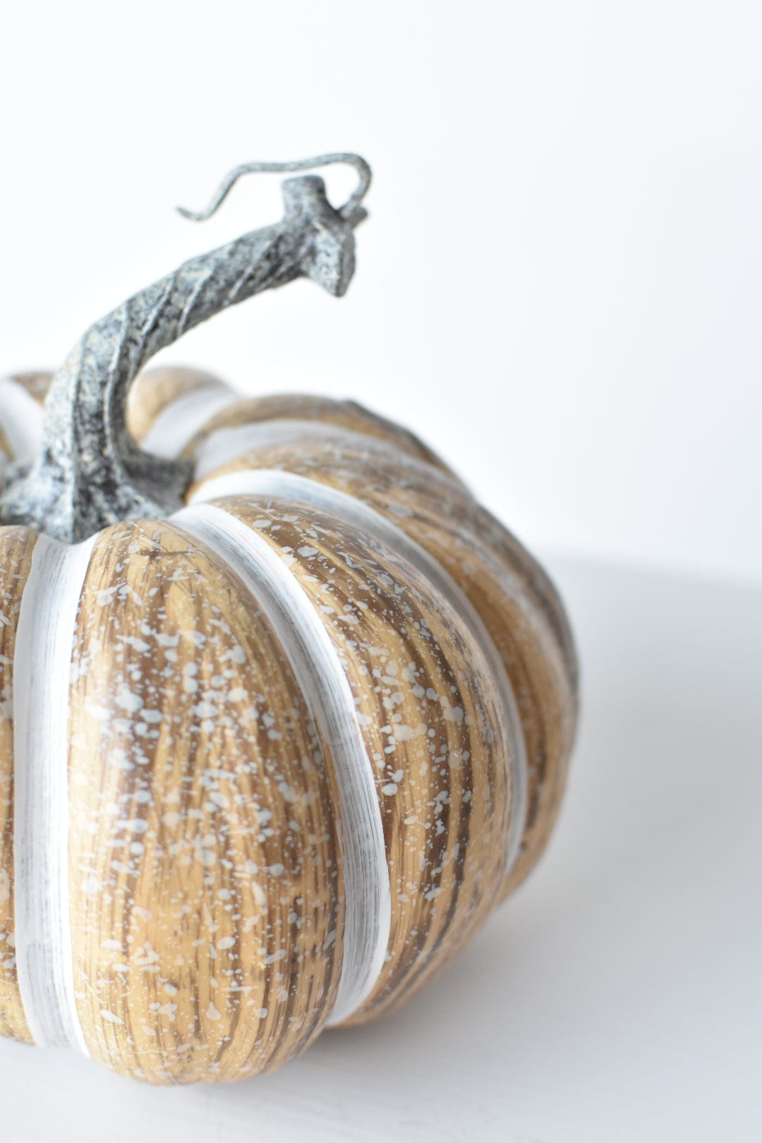 6.5"Hx7.5"W Faux Pumpkin Beige White - Wide (Online Exclusive)