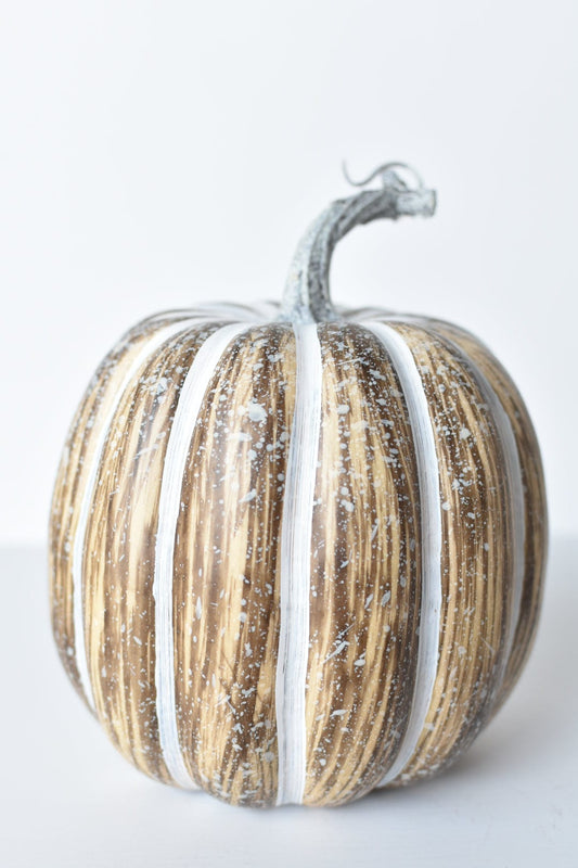 7"Hx5.5"W Faux Pumpkin Beige White - Tall (Online Exclusive)