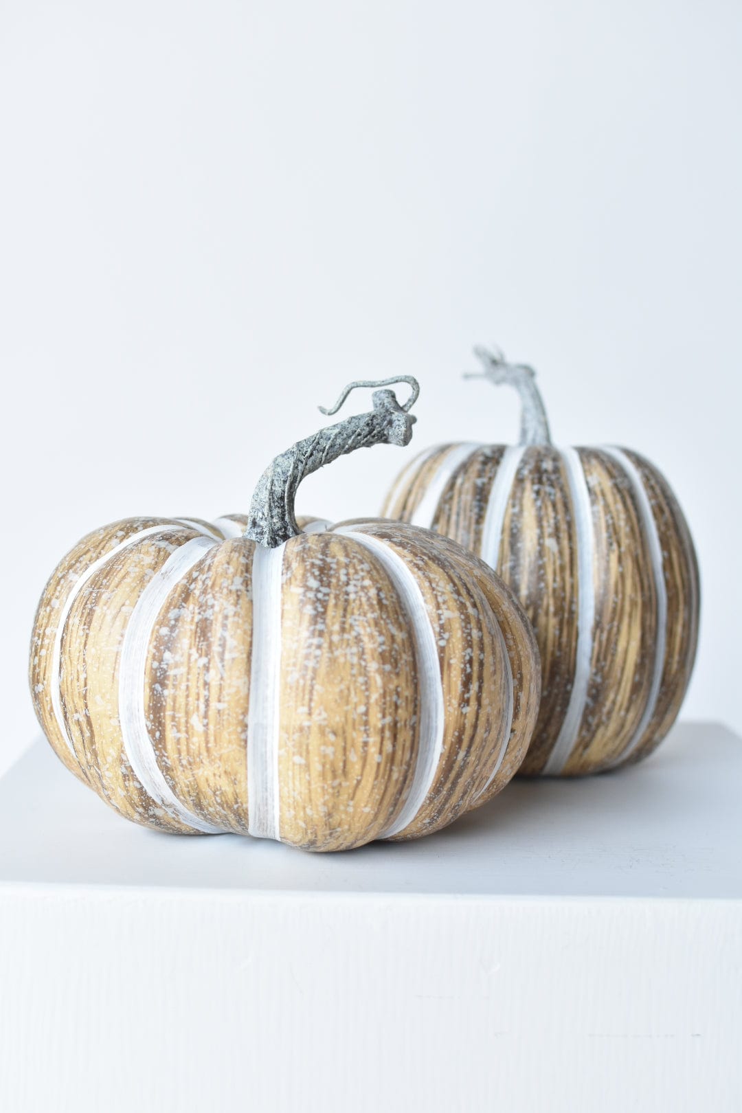 6.5"Hx7.5"W Faux Pumpkin Beige White - Wide (Online Exclusive)