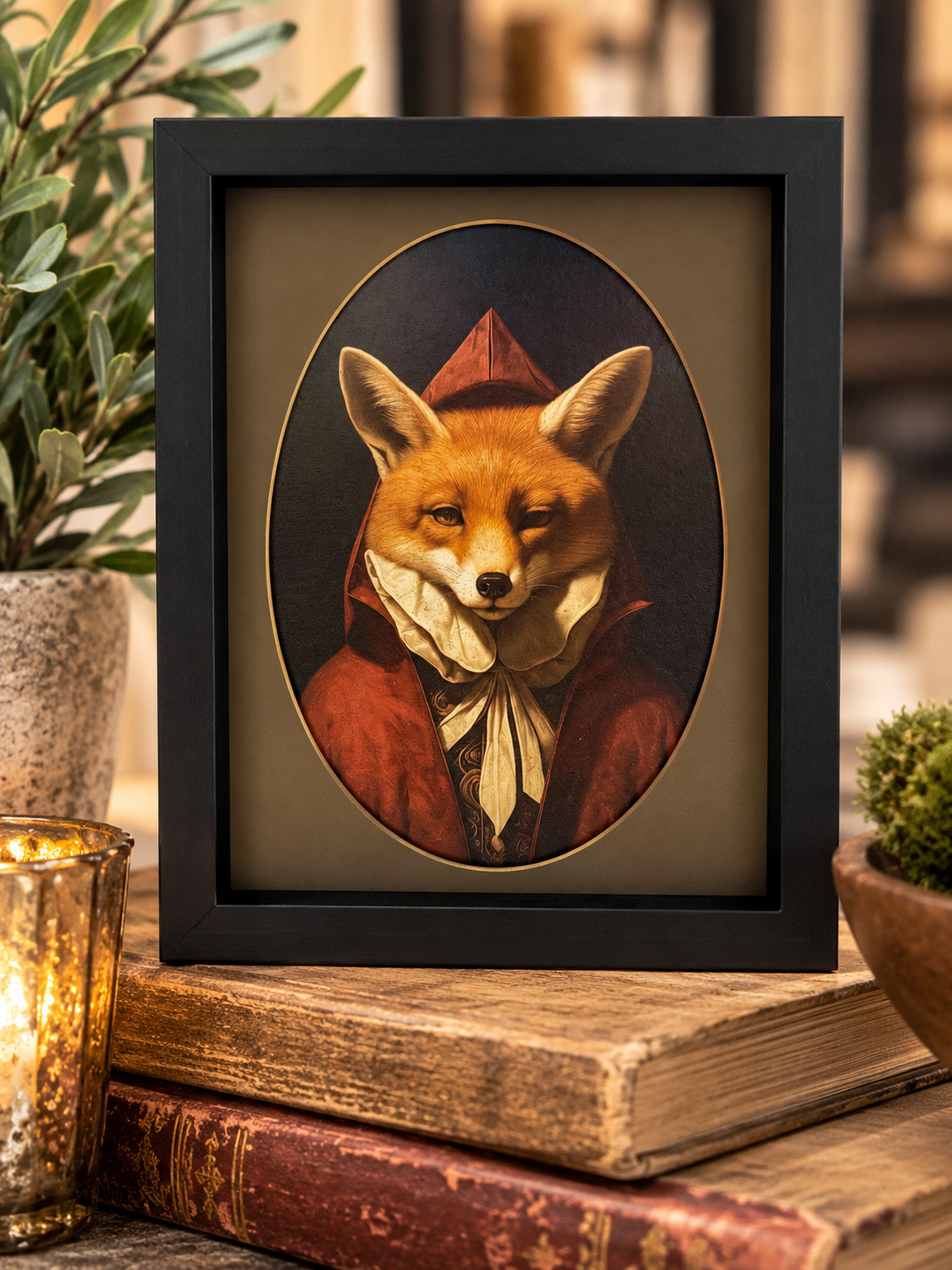 Framed Fox Portrait Décor