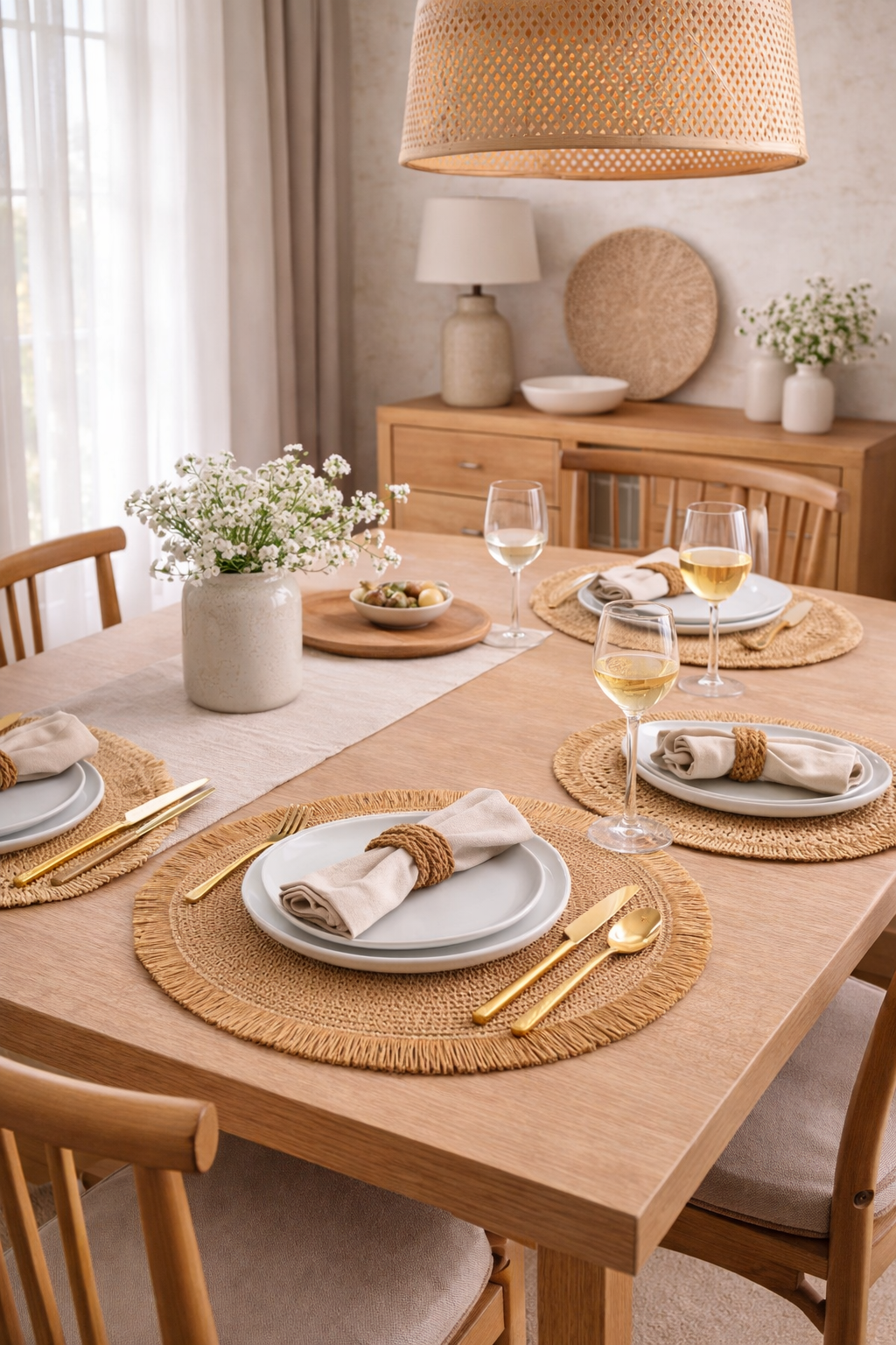Santorini Straw Fringe Placemats - 15" (Online Exclusive)