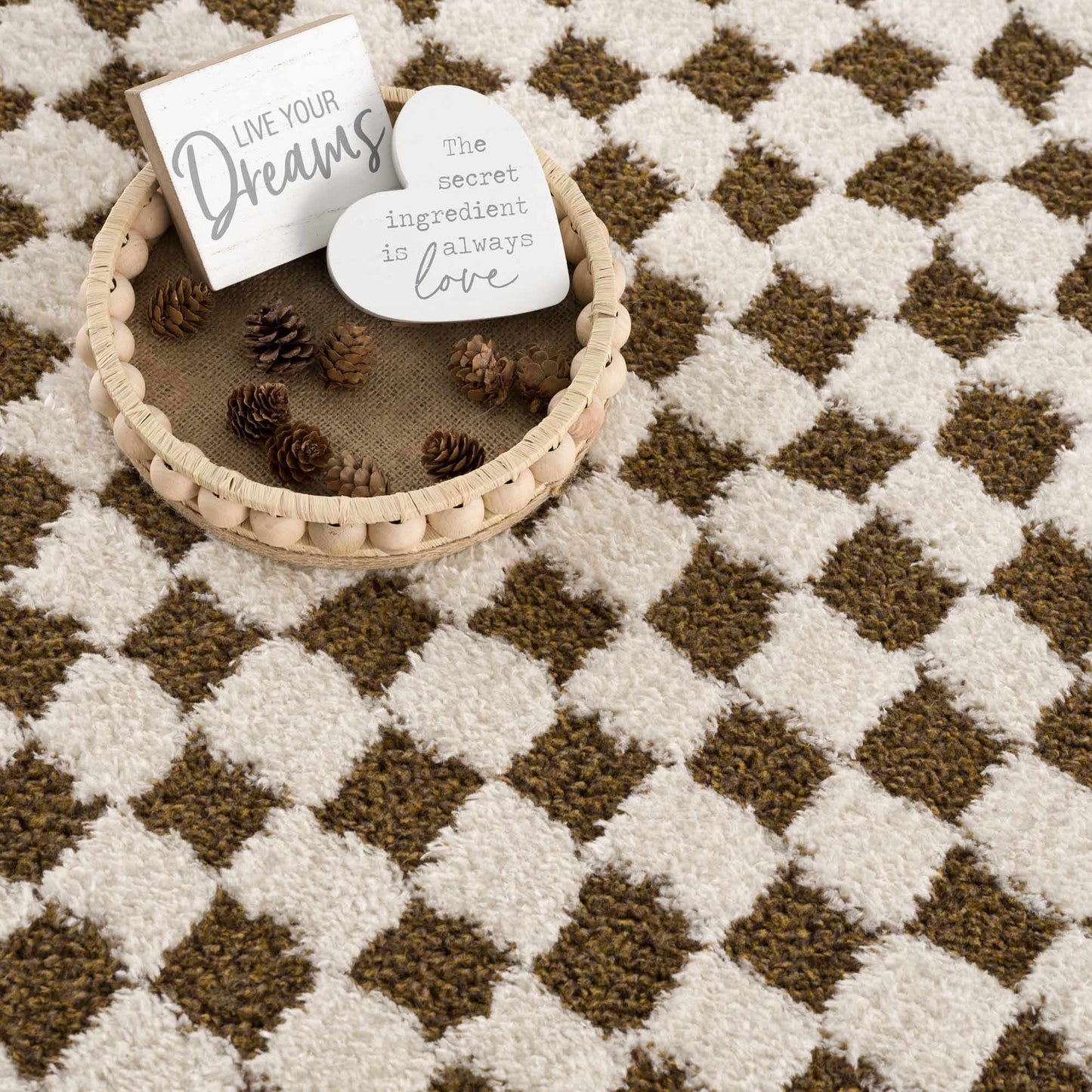 Leryn Brown Checkered Plush Rug (online exclusive