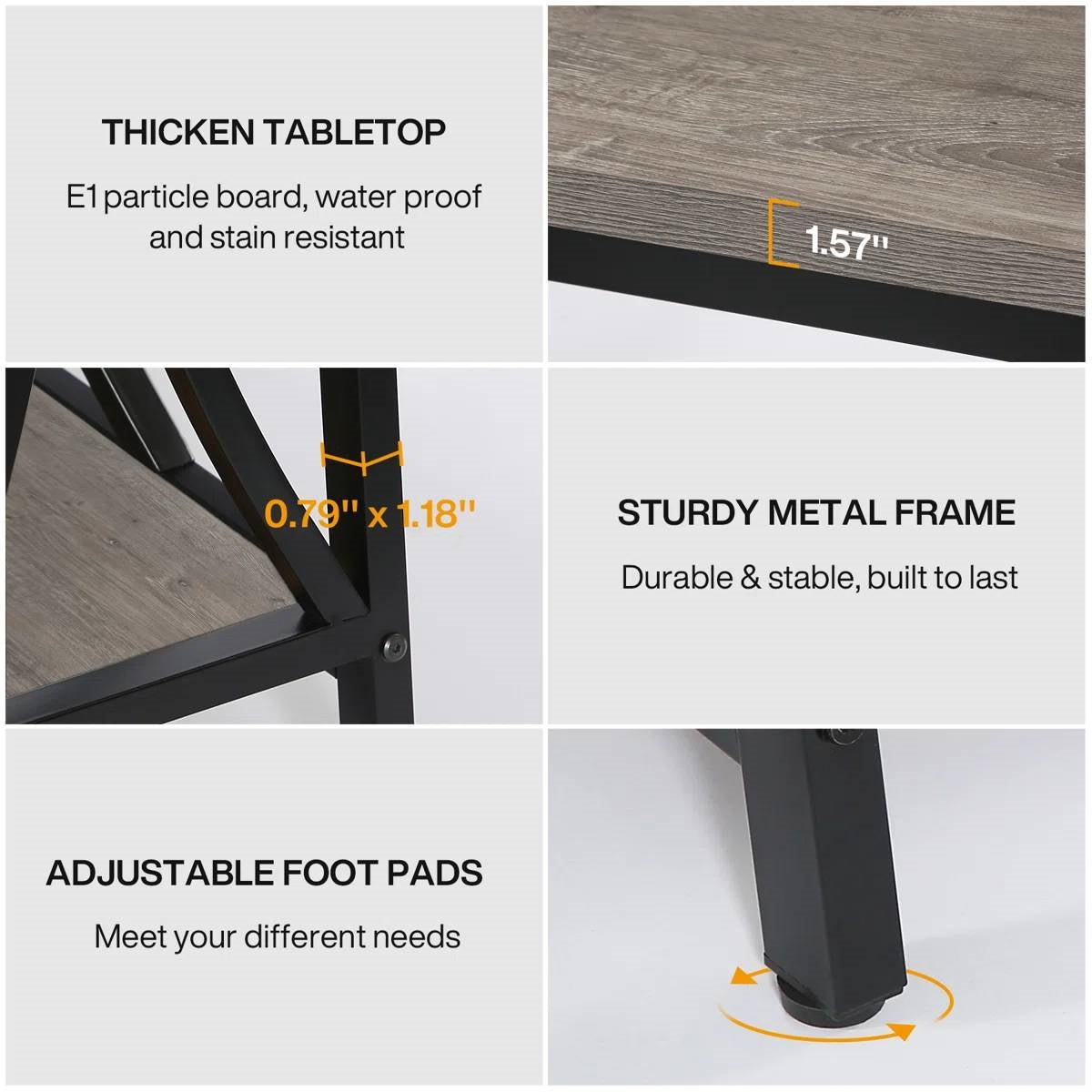 Industrial 70-inch Grey Wood Top Sofa Table with Heavy Duty Black Metal Frame (Online Exclusive)