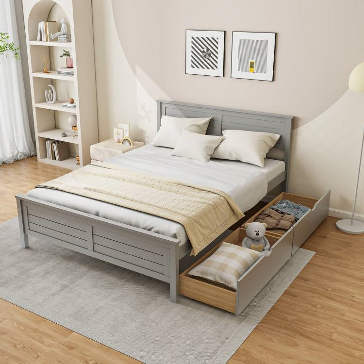 Full Size Grey Platform Bed Frame with 2 Storage Drawers (Online Exclusive)