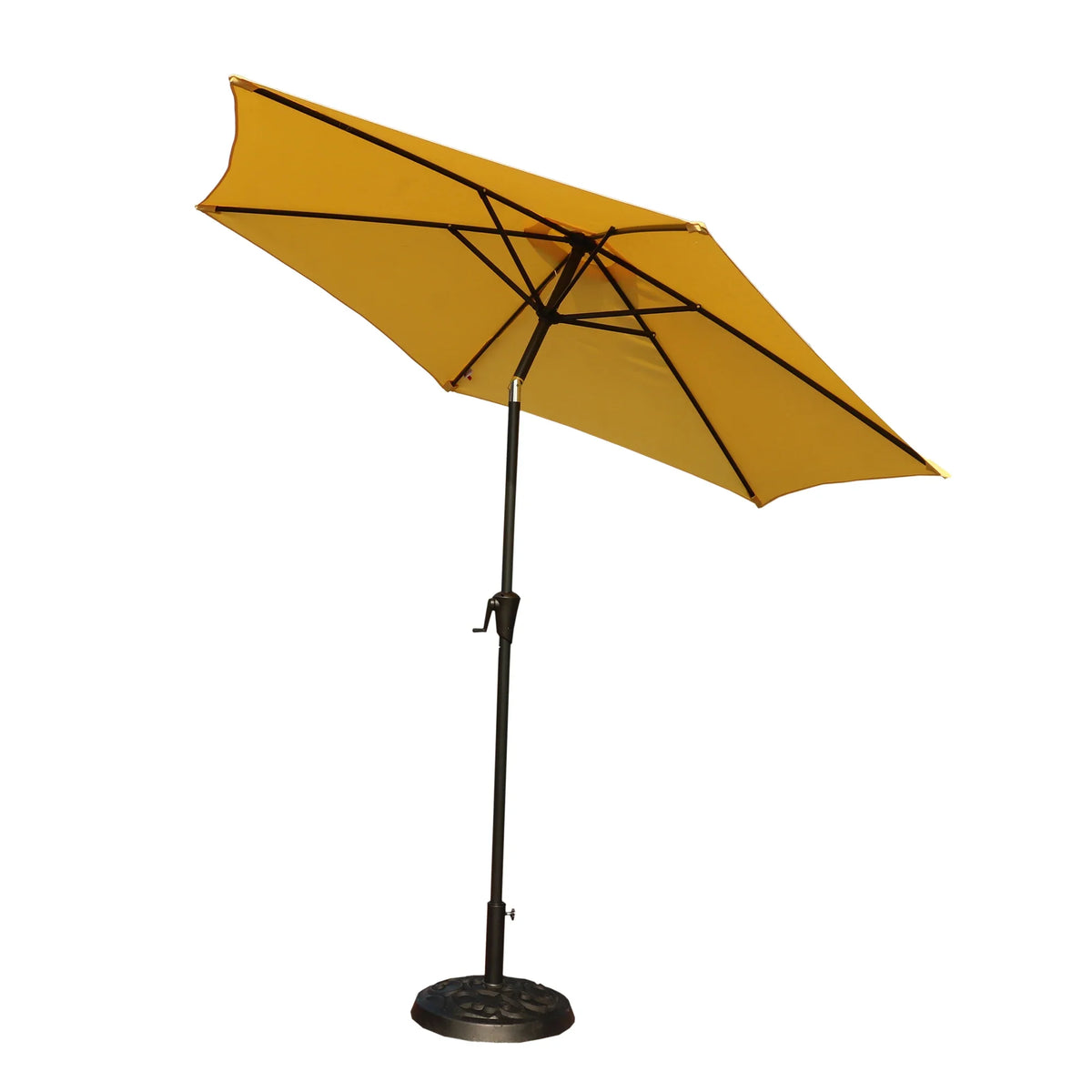 8.8 Feet Outdoor Aluminum Patio Umbrella Market (Online Exclusive) Umbrella With 33 Pounds Round Resin Umbrella Base in Yellow