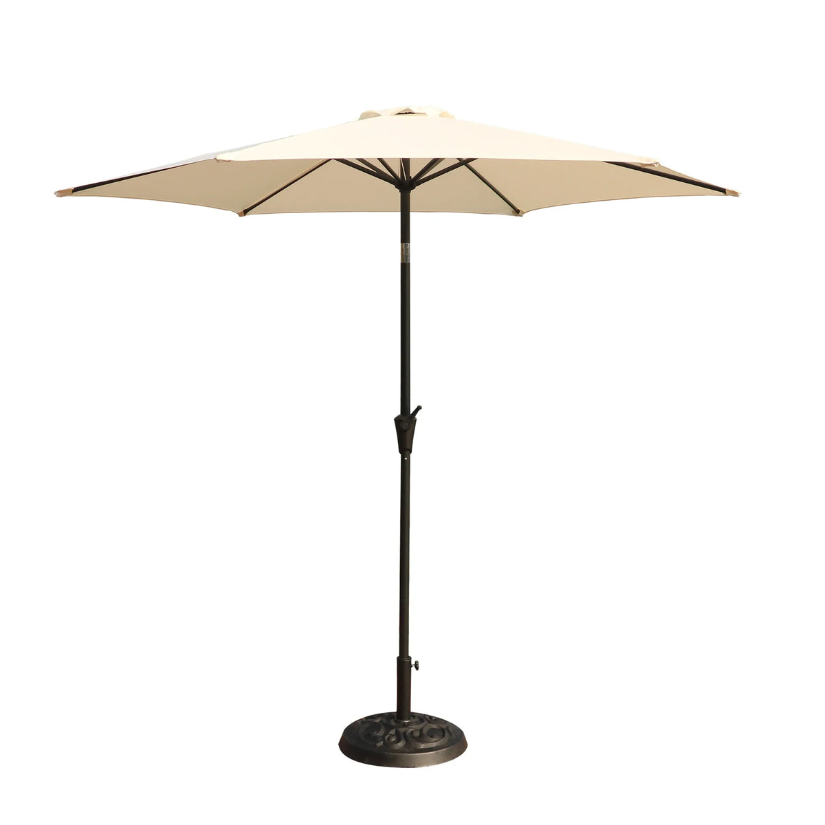 (Online Exclusive) Beige 8.8 Feet Outdoor Aluminum Patio Umbrella Waterproof and Foldable for Courtyard Furniture