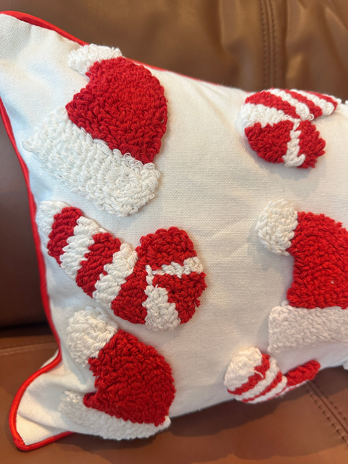 Candy Cane & Santa Hat Lumbar Pillow Cover (Online Exclusive)