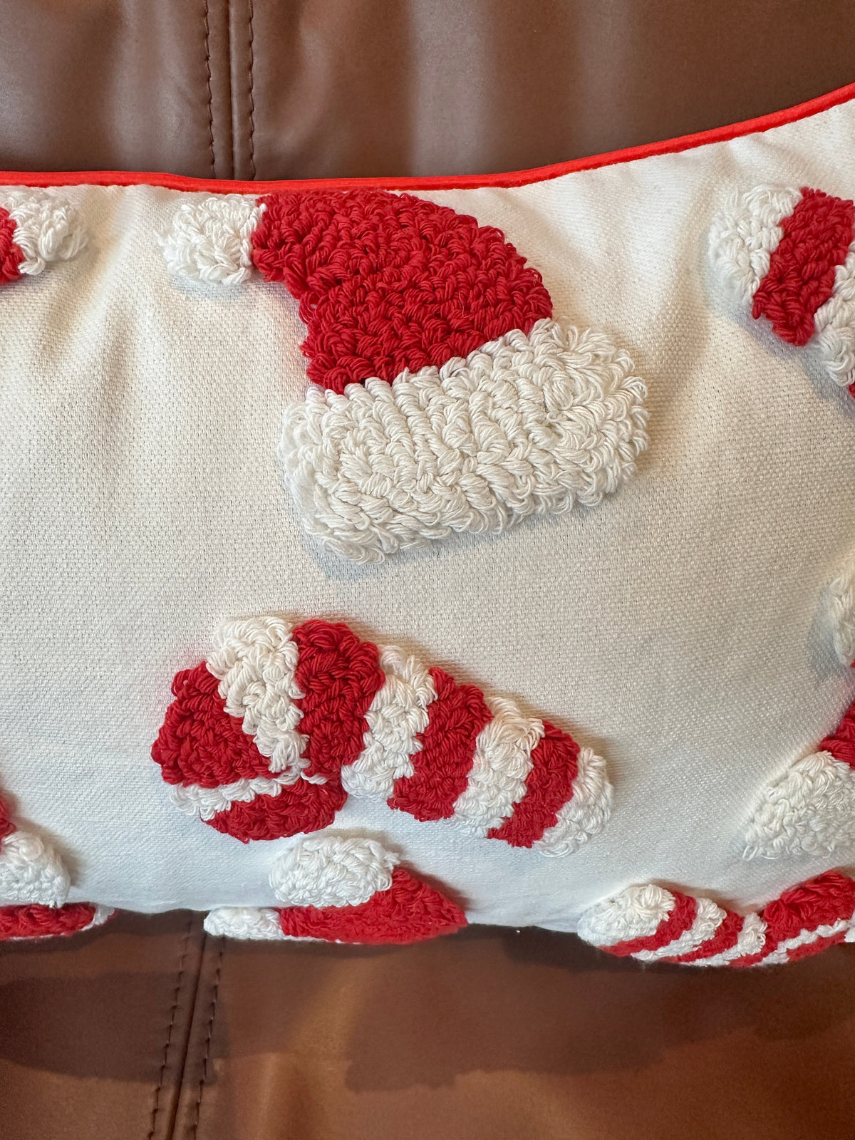Candy Cane & Santa Hat Lumbar Pillow Cover (Online Exclusive)