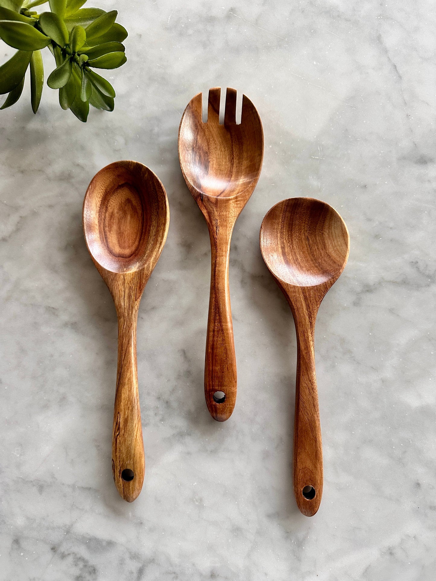 Tulum Teak Wooden Salad Serving Set - 3 Piece (Online Exclusive)