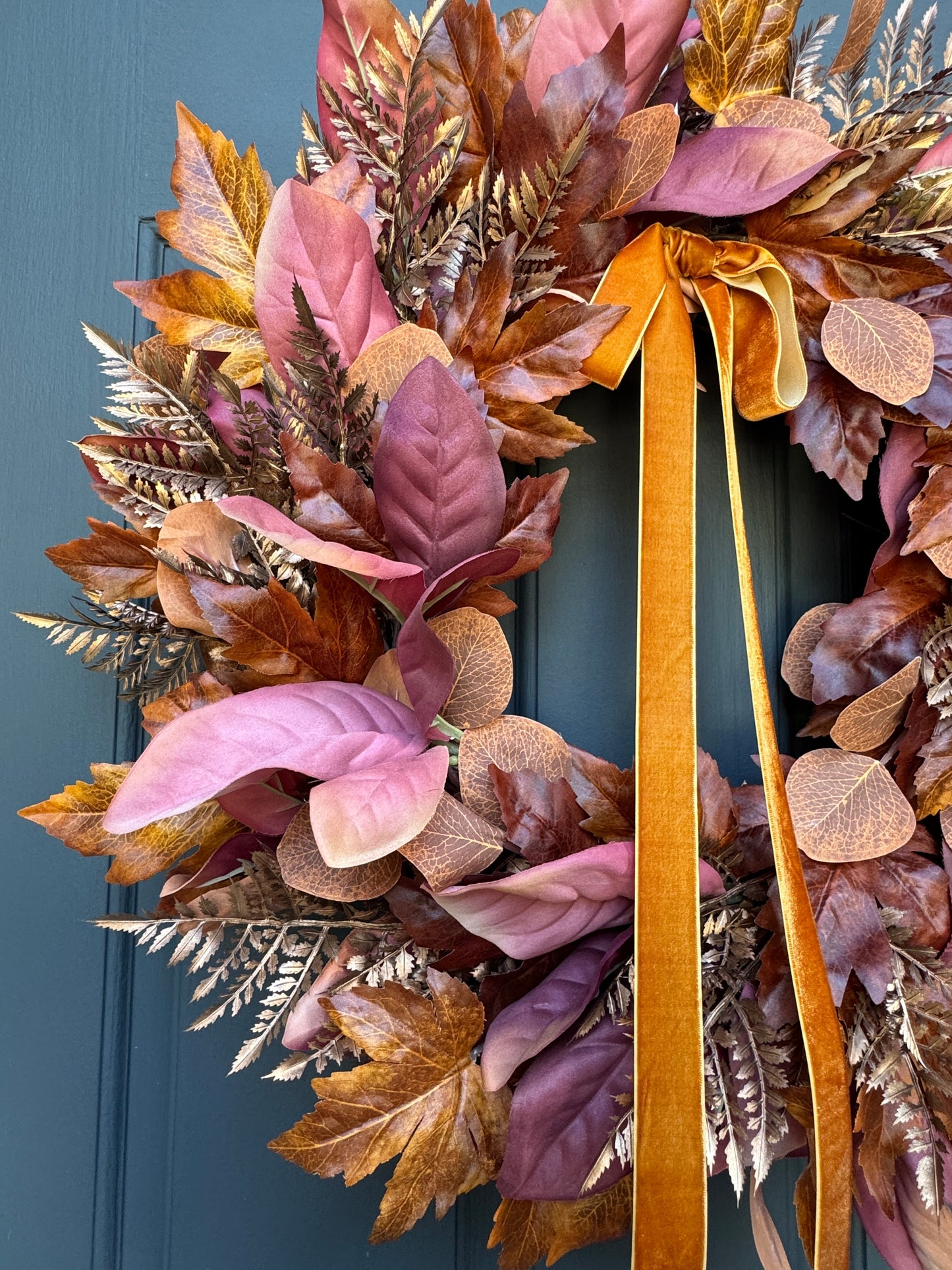 Rust and Copper Fall Wreath with Velvet Bow (Online Exclusive)