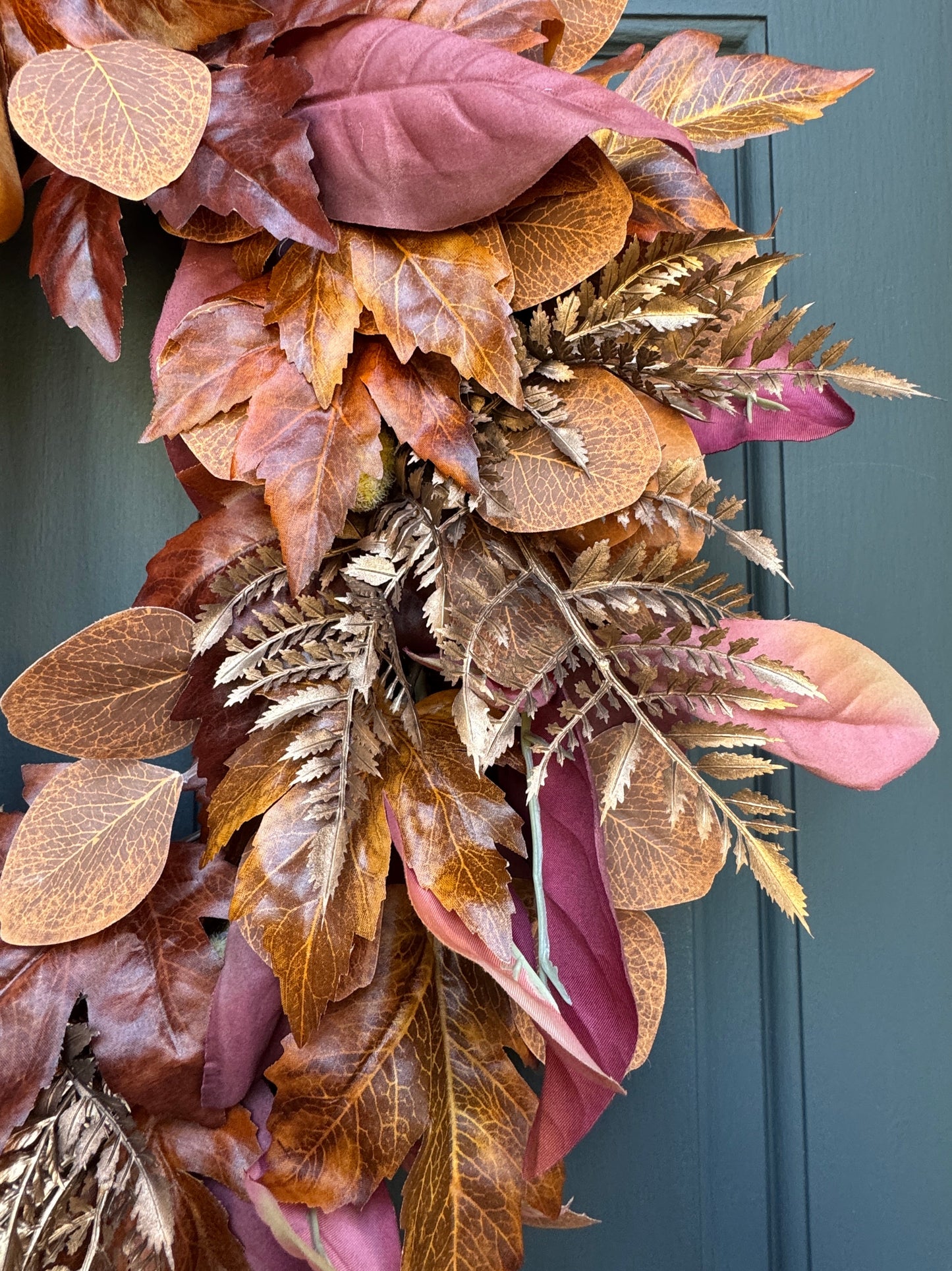Rust and Copper Fall Wreath with Velvet Bow (Online Exclusive)