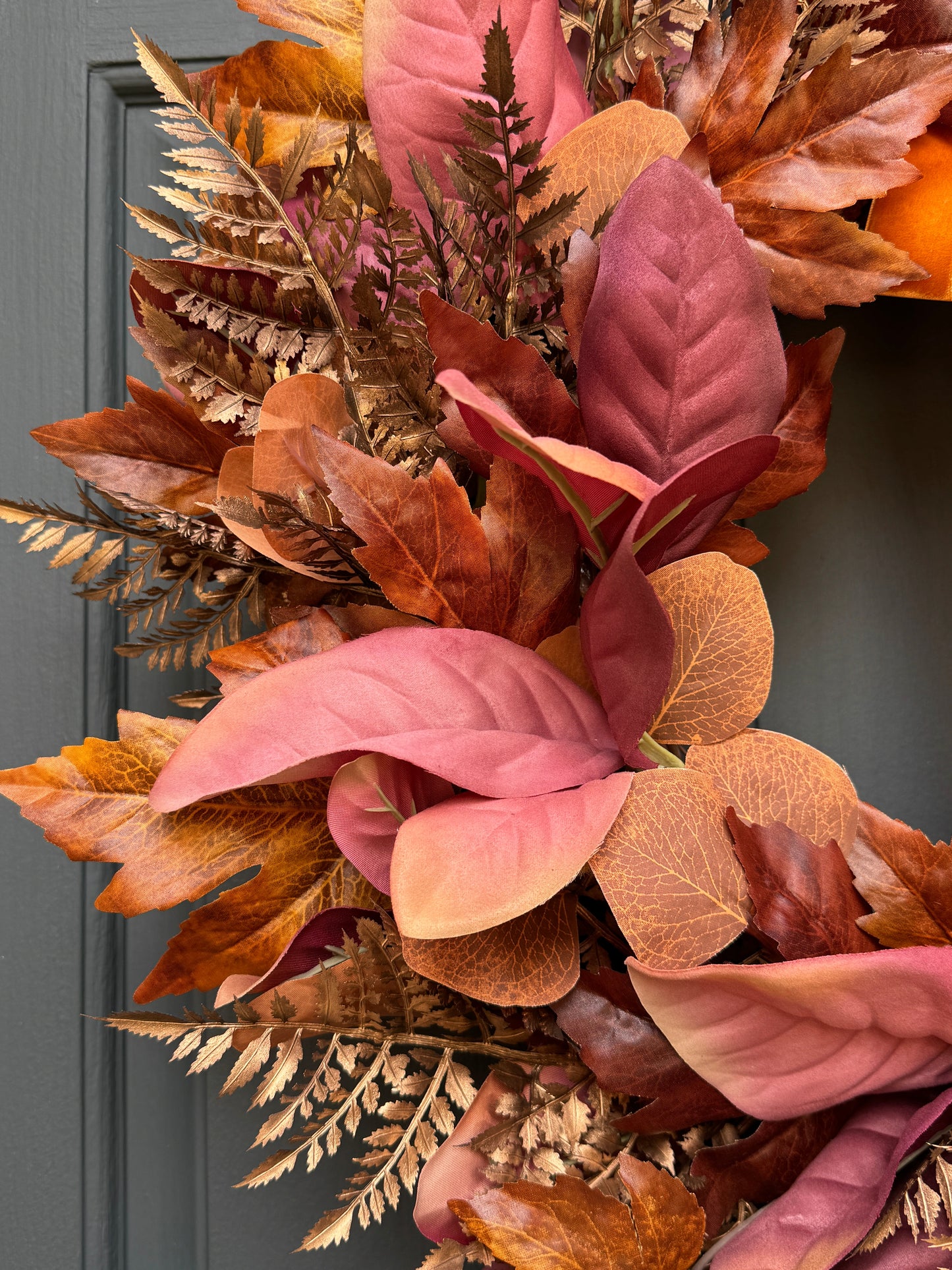 Rust and Copper Fall Wreath with Velvet Bow (Online Exclusive)