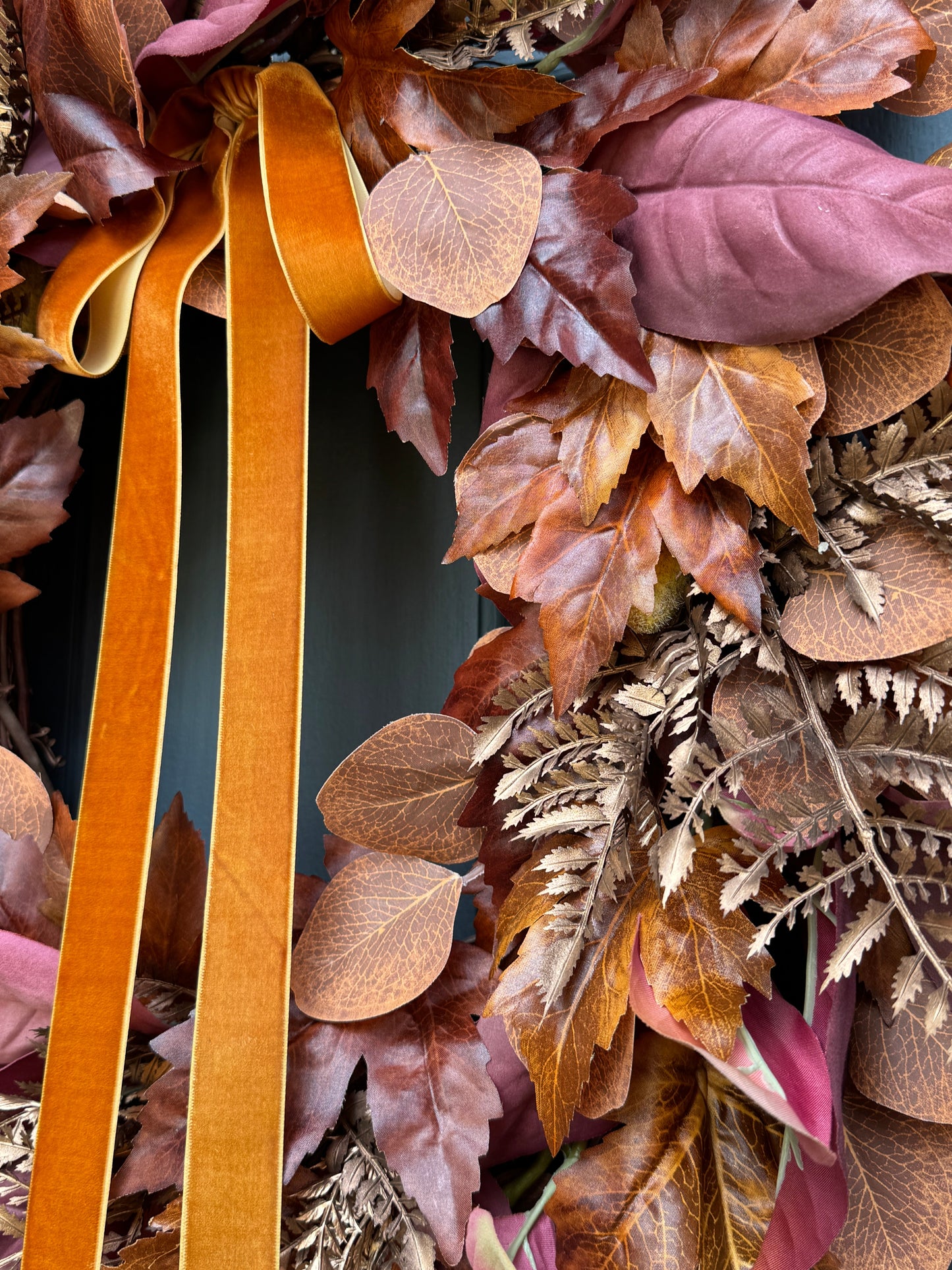 Rust and Copper Fall Wreath with Velvet Bow (Online Exclusive)
