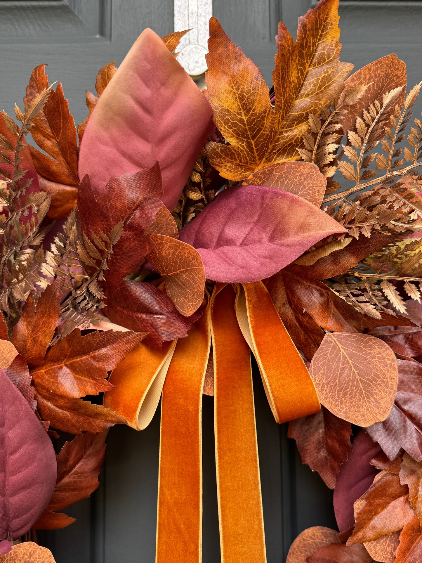Rust and Copper Fall Wreath with Velvet Bow (Online Exclusive)