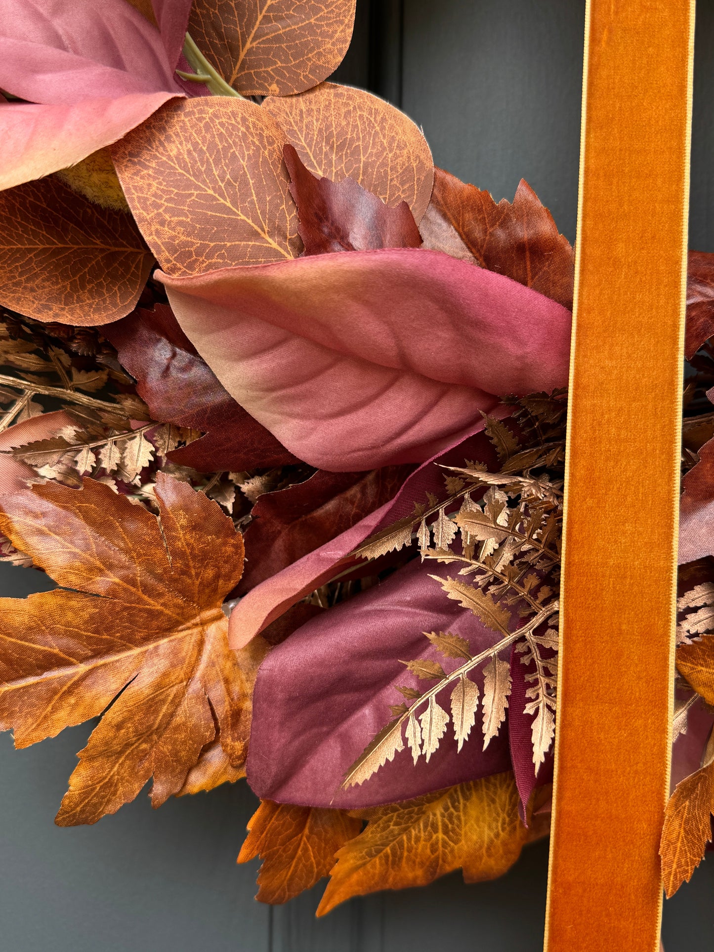 Rust and Copper Fall Wreath with Velvet Bow (Online Exclusive)