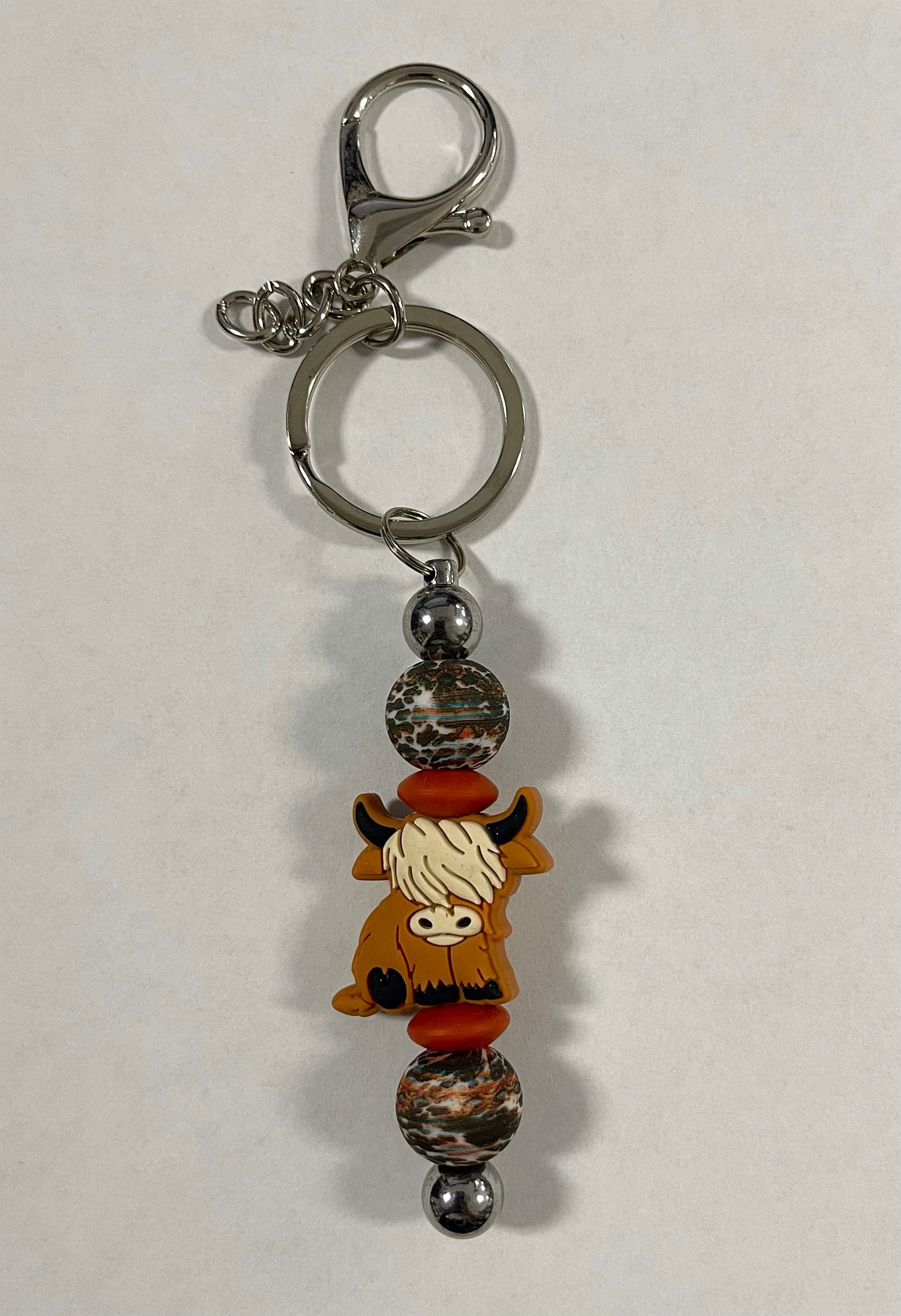 Highland Cow Silicone Beaded Keychain