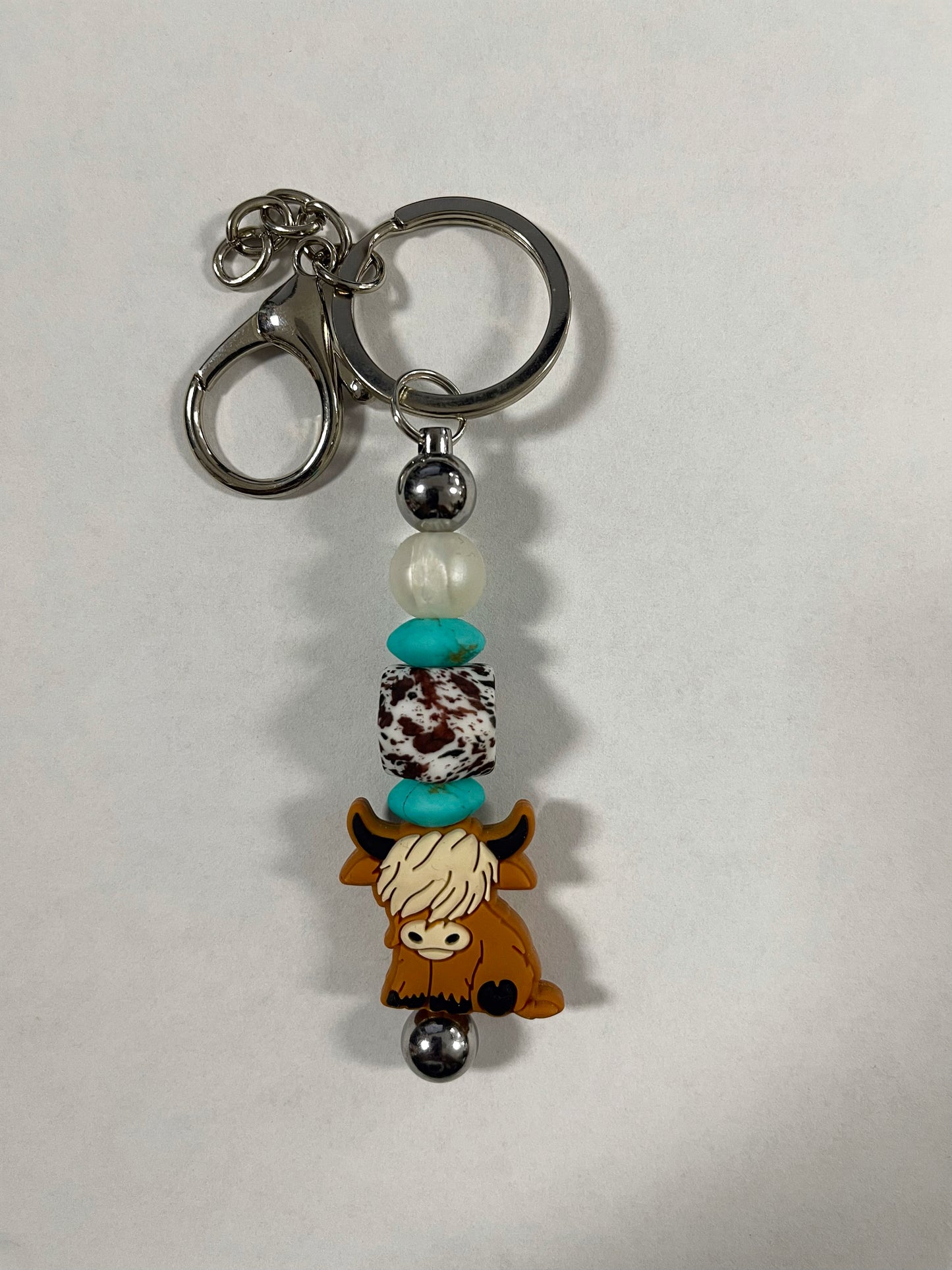 Highland Cow Silicone Beaded Keychain