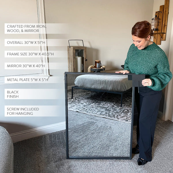 51 Inch Matte Black Hanging Mirror (Online Exclusive)