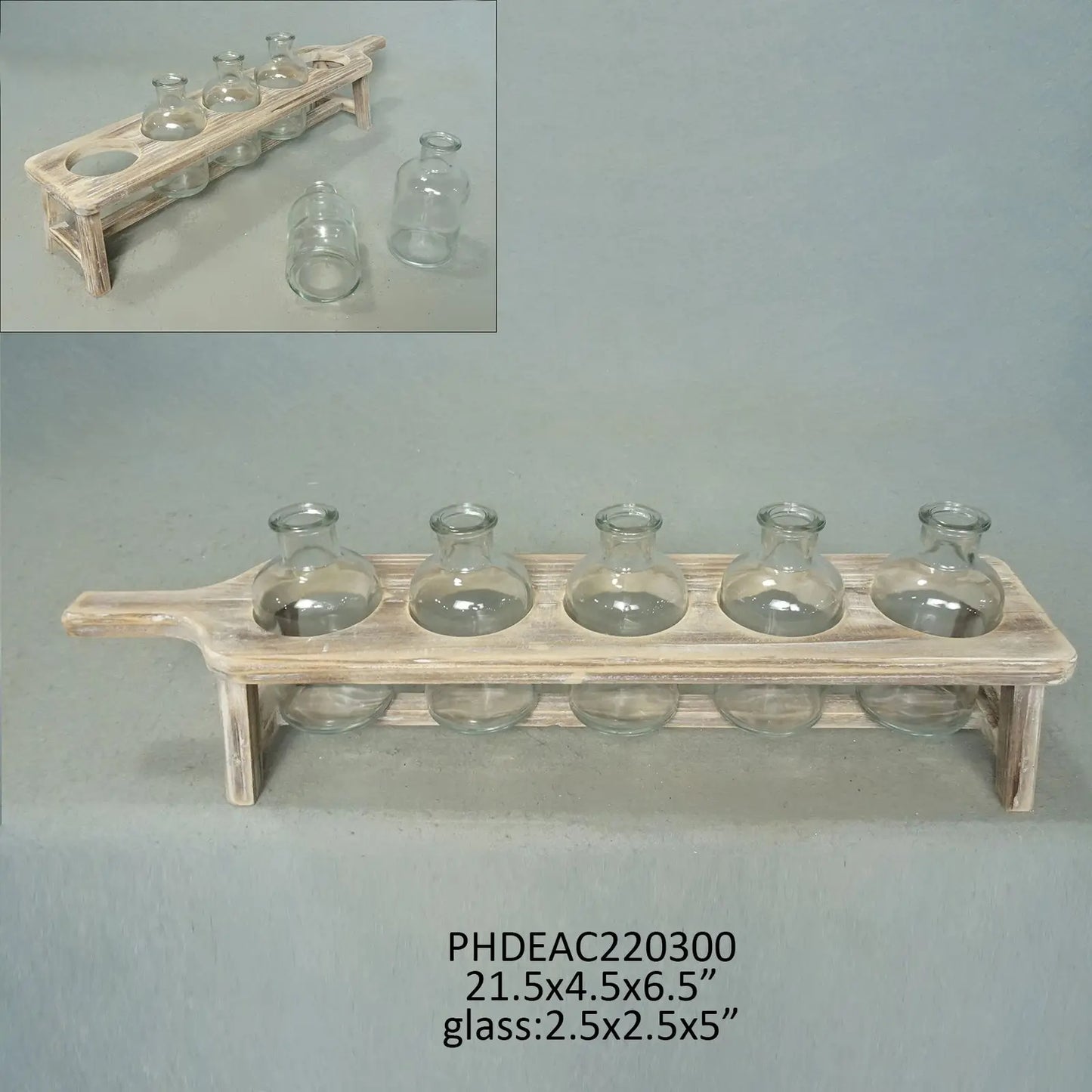 BOARD & BOTTLE CENTERPIECE W/ FIVE BOTTLES