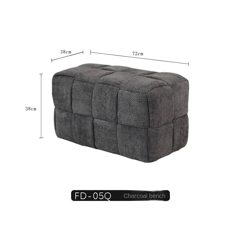 MOMO Chenille Mesh Red Woven Bench (Online Exclusive) Short Stool Shoe Changing Stool Living Room Sofa Stool Household Small Stools