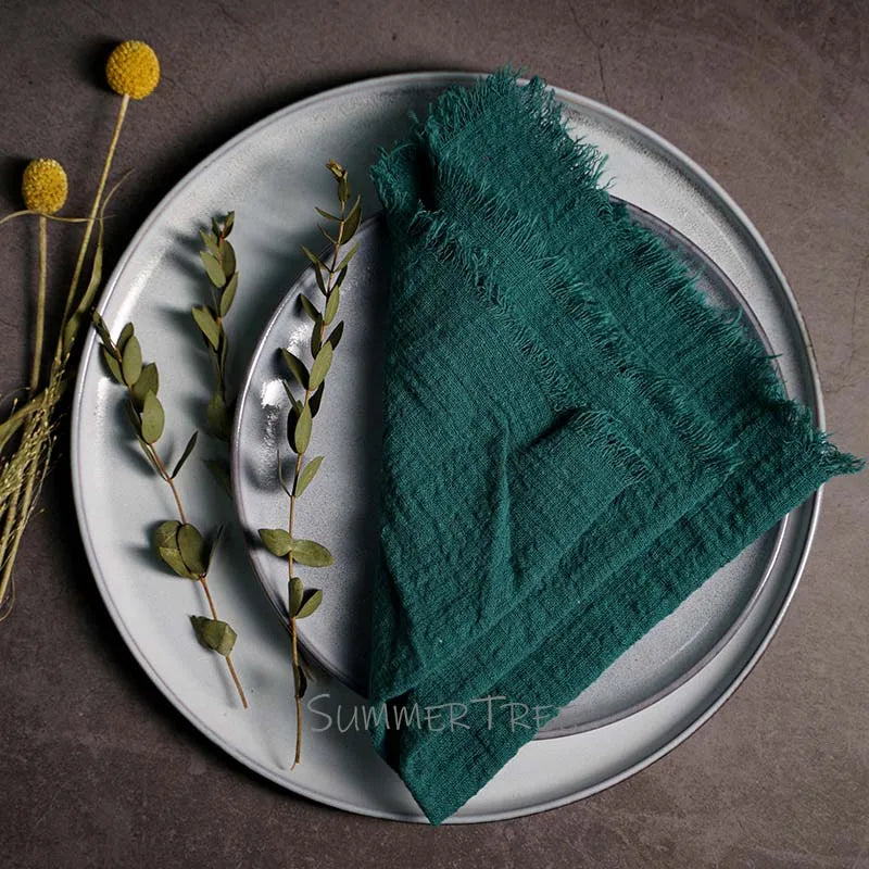 10pcs Large Napkins 41x41cm Rustic Cotton Gauze Napkin Muslin Tea Towel Dinner Retro Cheesecloth (Online Exclusive) Wedding Party Linen Decor