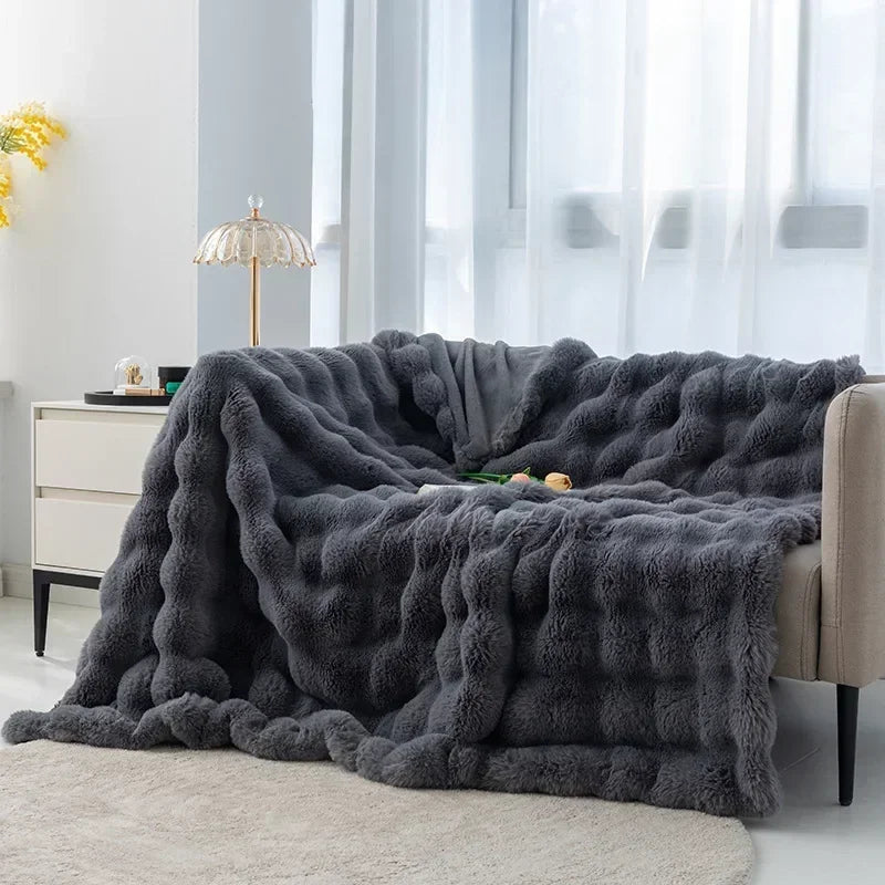 Lux Faux Fur Reversible Throw Blanket (Online Exclusive)