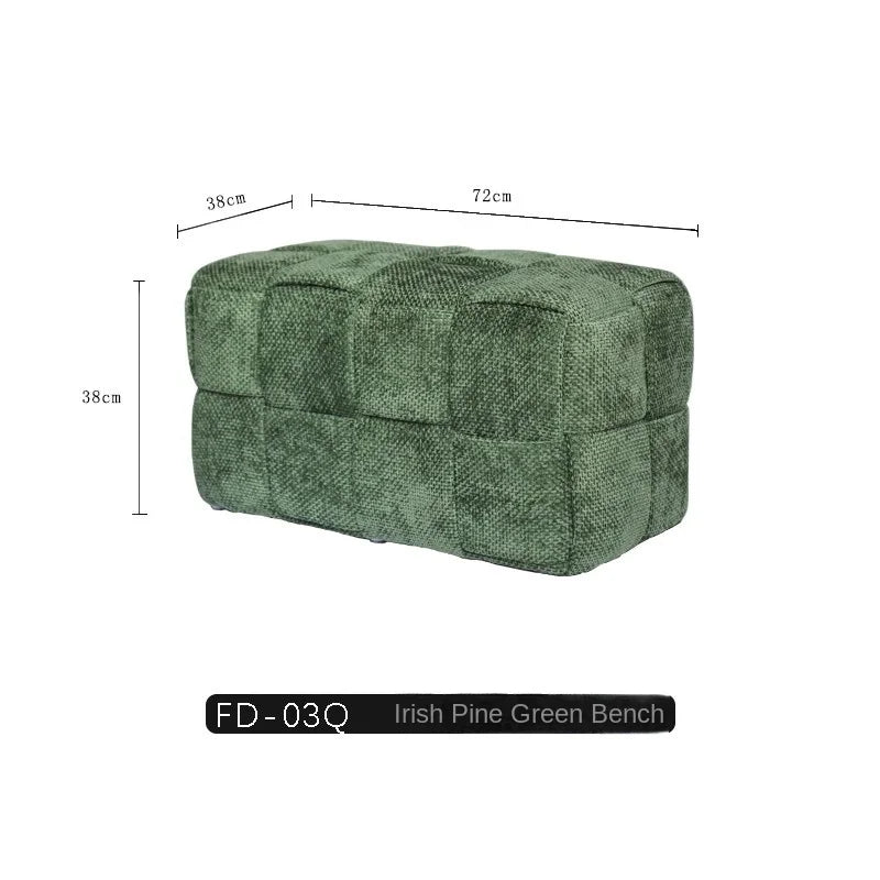 MOMO Chenille Mesh Red Woven Bench (Online Exclusive) Short Stool Shoe Changing Stool Living Room Sofa Stool Household Small Stools