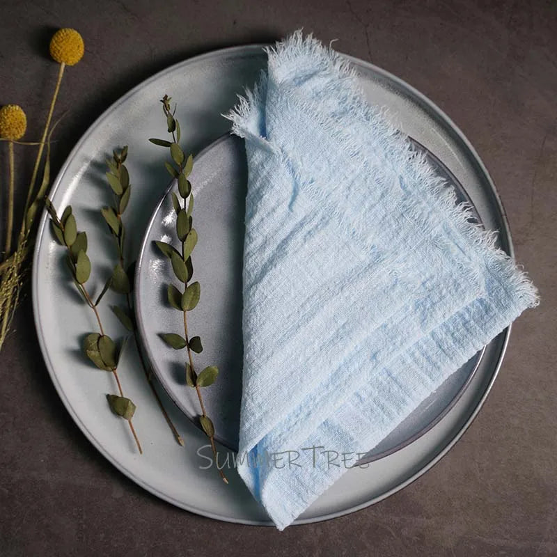 10pcs Large Napkins 41x41cm Rustic Cotton Gauze Napkin Muslin Tea Towel Dinner Retro Cheesecloth (Online Exclusive) Wedding Party Linen Decor
