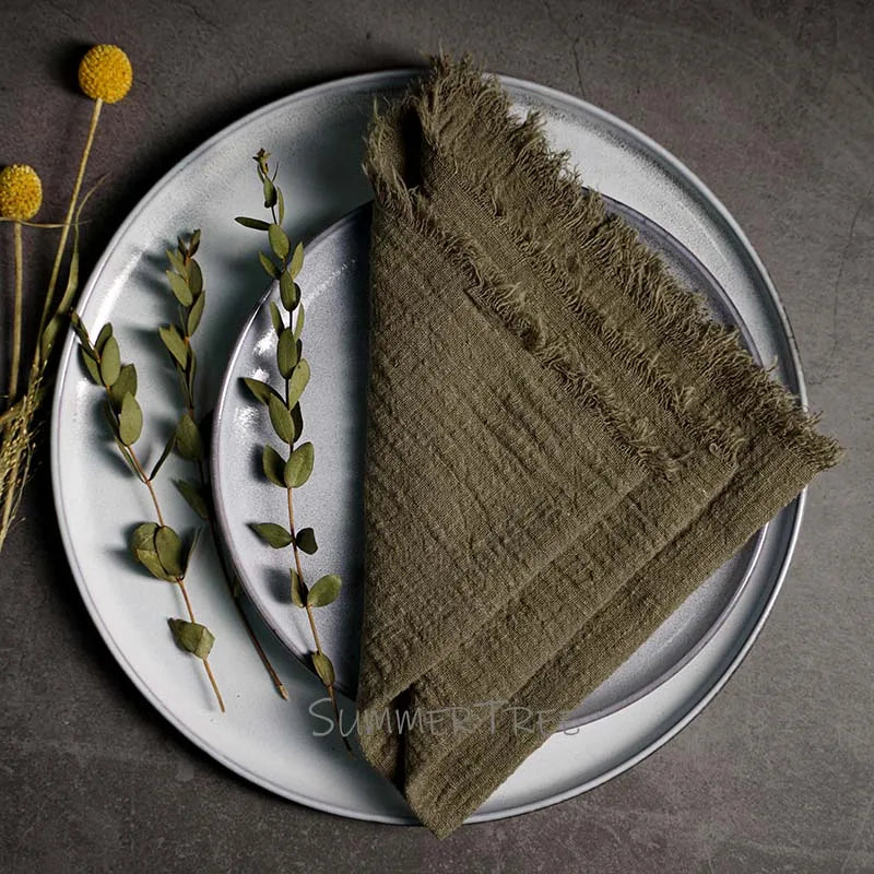 10pcs Large Napkins 41x41cm Rustic Cotton Gauze Napkin Muslin Tea Towel Dinner Retro Cheesecloth (Online Exclusive) Wedding Party Linen Decor