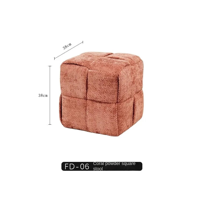 MOMO Chenille Mesh Red Woven Bench (Online Exclusive) Short Stool Shoe Changing Stool Living Room Sofa Stool Household Small Stools