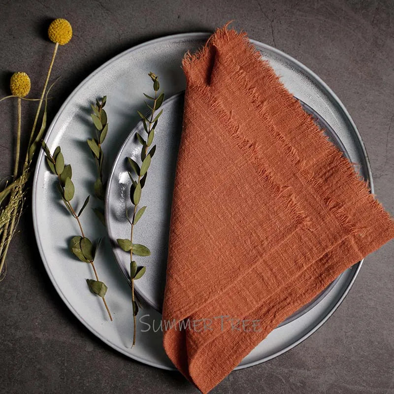 10pcs Large Napkins 41x41cm Rustic Cotton Gauze Napkin Muslin Tea Towel Dinner Retro Cheesecloth (Online Exclusive) Wedding Party Linen Decor