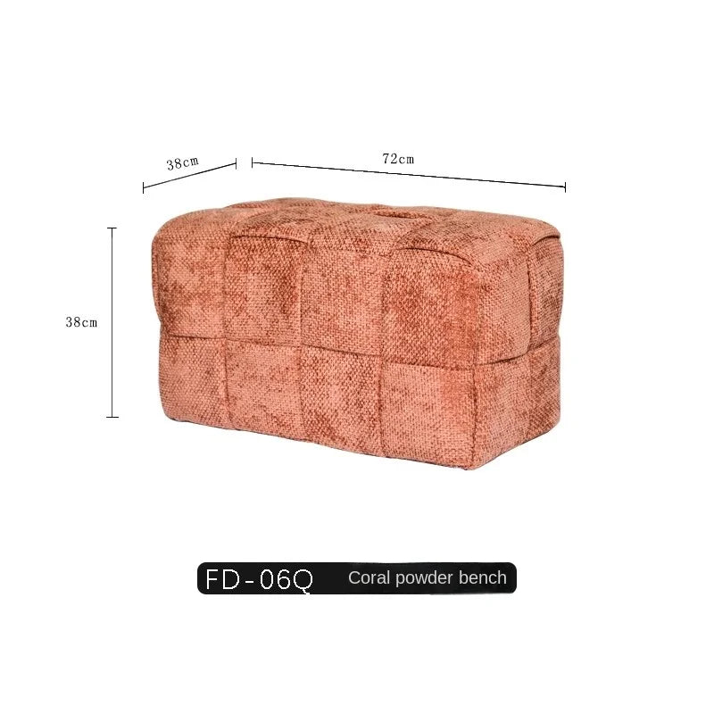 MOMO Chenille Mesh Red Woven Bench (Online Exclusive) Short Stool Shoe Changing Stool Living Room Sofa Stool Household Small Stools