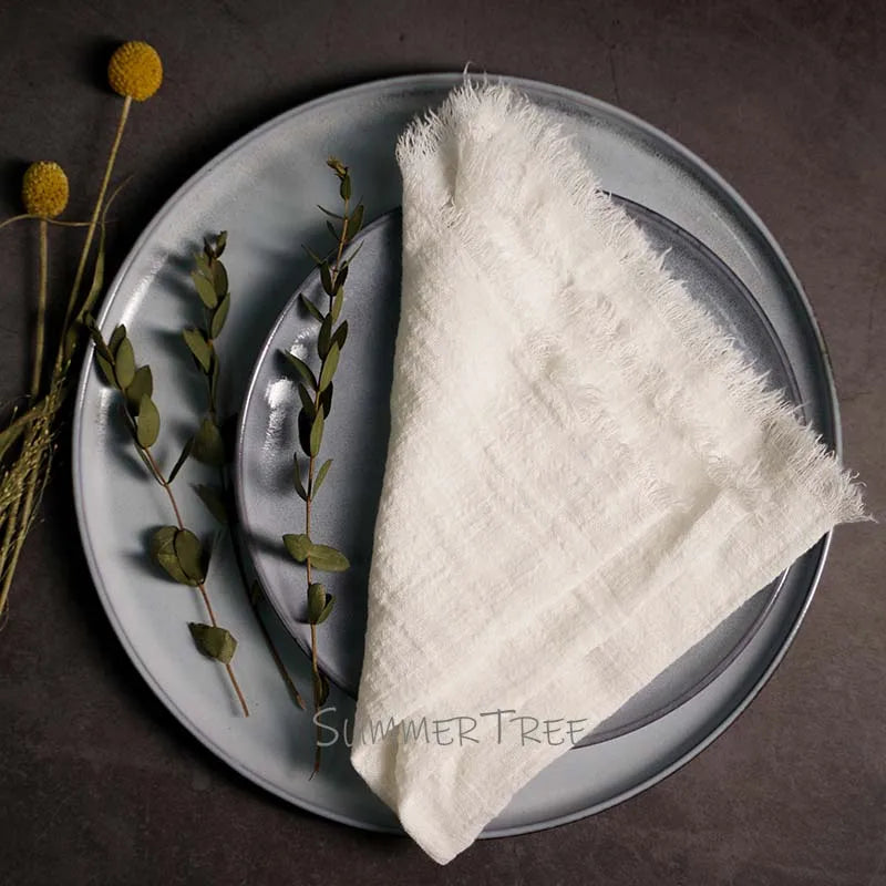 10pcs Large Napkins 41x41cm Rustic Cotton Gauze Napkin Muslin Tea Towel Dinner Retro Cheesecloth (Online Exclusive) Wedding Party Linen Decor