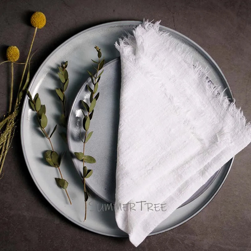 10pcs Large Napkins 41x41cm Rustic Cotton Gauze Napkin Muslin Tea Towel Dinner Retro Cheesecloth (Online Exclusive) Wedding Party Linen Decor