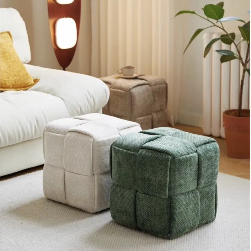 MOMO Chenille Mesh Red Woven Bench (Online Exclusive) Short Stool Shoe Changing Stool Living Room Sofa Stool Household Small Stools