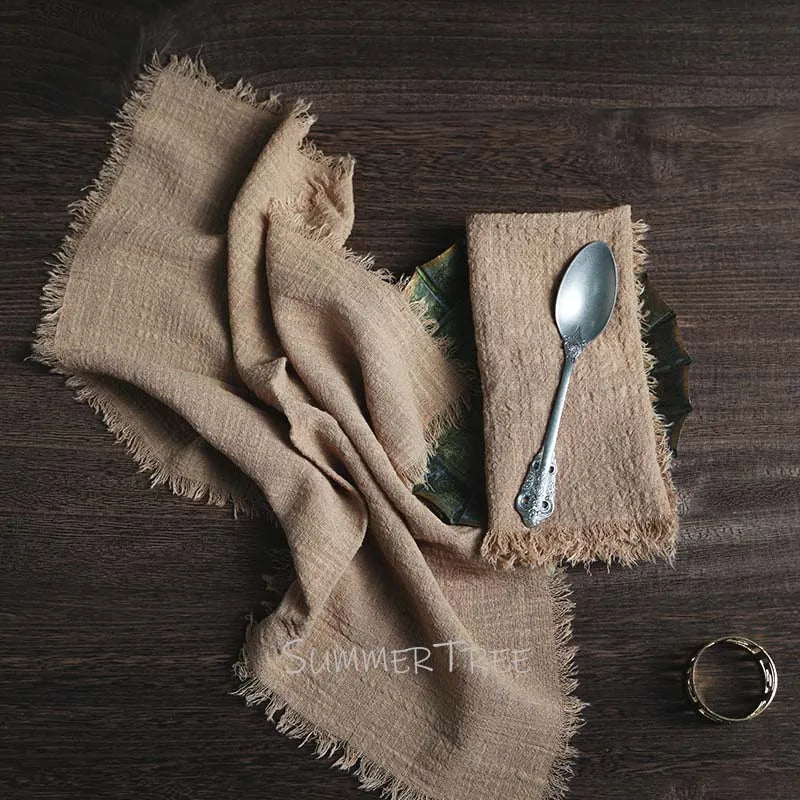10pcs Large Napkins 41x41cm Rustic Cotton Gauze Napkin Muslin Tea Towel Dinner Retro Cheesecloth (Online Exclusive) Wedding Party Linen Decor