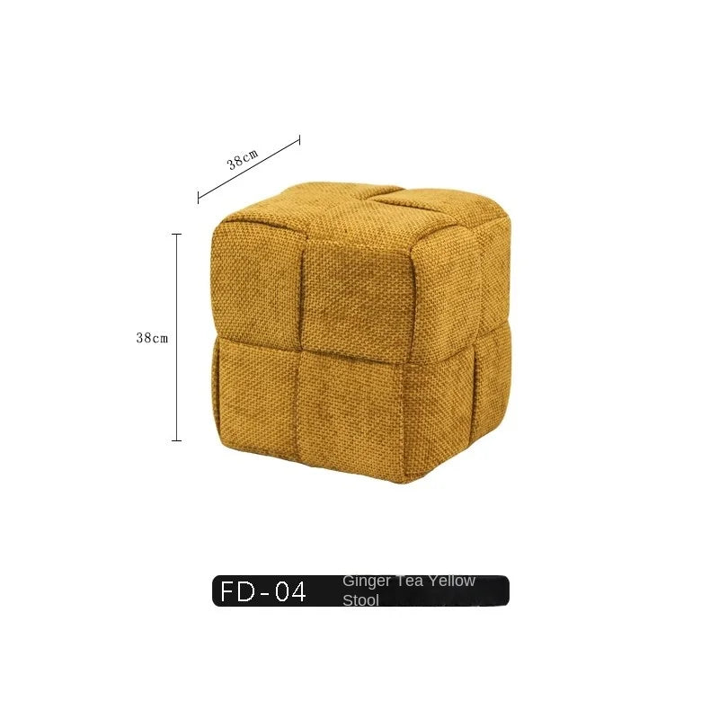 MOMO Chenille Mesh Red Woven Bench (Online Exclusive) Short Stool Shoe Changing Stool Living Room Sofa Stool Household Small Stools