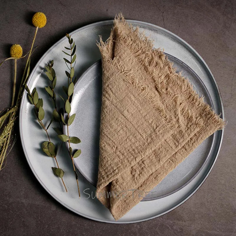 10pcs Large Napkins 41x41cm Rustic Cotton Gauze Napkin Muslin Tea Towel Dinner Retro Cheesecloth (Online Exclusive) Wedding Party Linen Decor