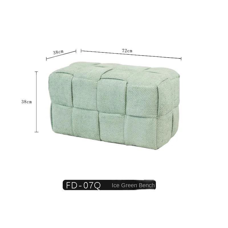 MOMO Chenille Mesh Red Woven Bench (Online Exclusive) Short Stool Shoe Changing Stool Living Room Sofa Stool Household Small Stools
