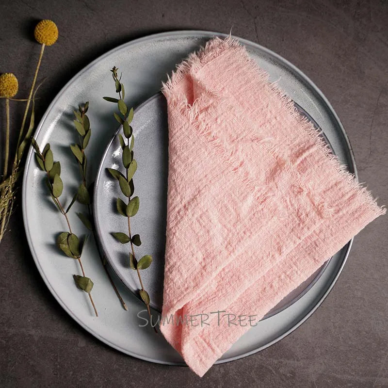10pcs Large Napkins 41x41cm Rustic Cotton Gauze Napkin Muslin Tea Towel Dinner Retro Cheesecloth (Online Exclusive) Wedding Party Linen Decor