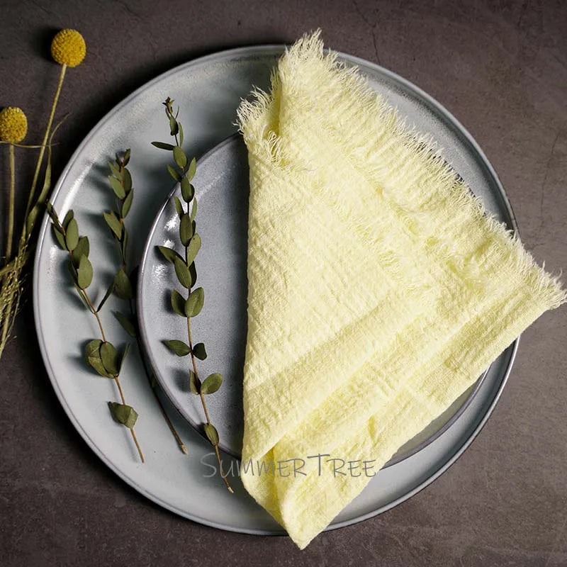 10pcs Large Napkins 41x41cm Rustic Cotton Gauze Napkin Muslin Tea Towel Dinner Retro Cheesecloth (Online Exclusive) Wedding Party Linen Decor