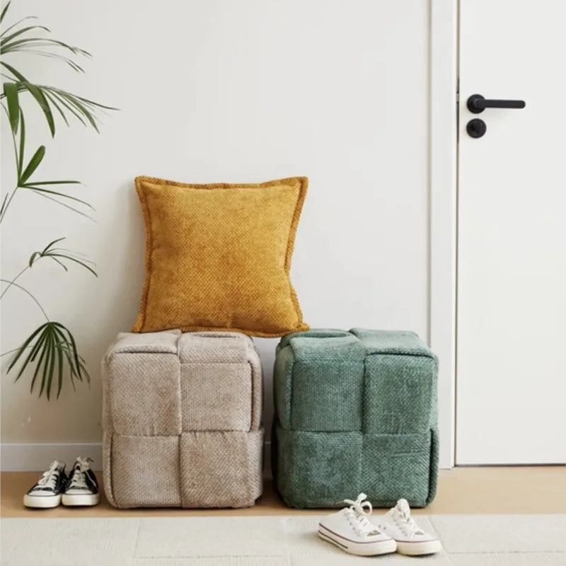MOMO Chenille Mesh Red Woven Bench (Online Exclusive) Short Stool Shoe Changing Stool Living Room Sofa Stool Household Small Stools