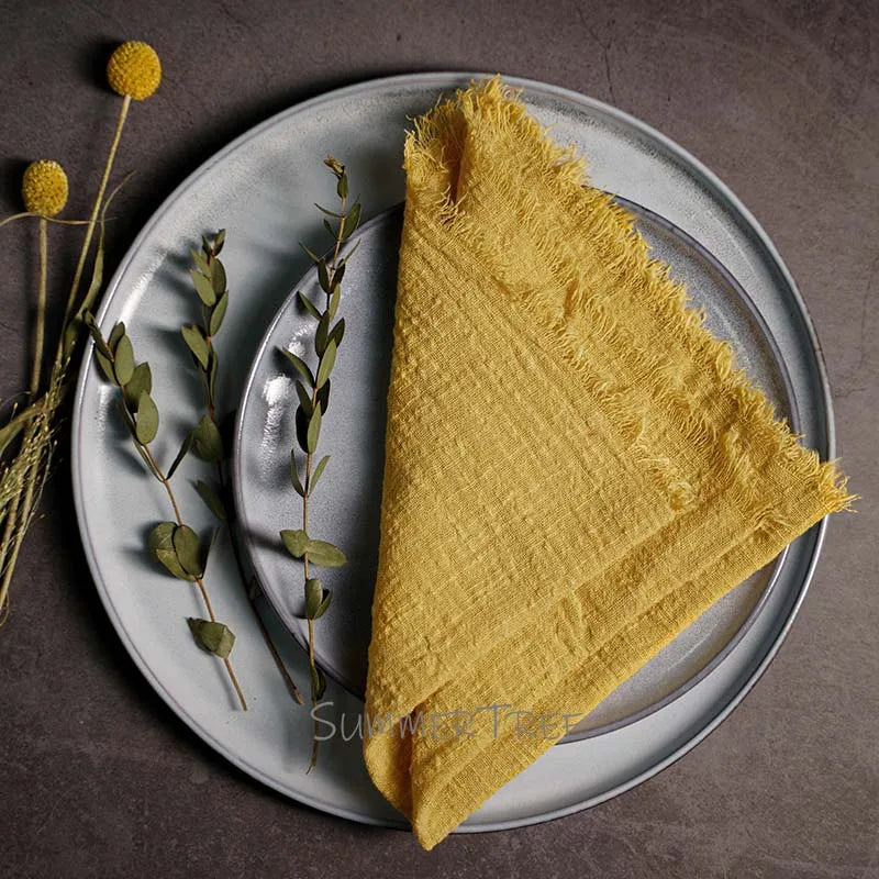 10pcs Large Napkins 41x41cm Rustic Cotton Gauze Napkin Muslin Tea Towel Dinner Retro Cheesecloth (Online Exclusive) Wedding Party Linen Decor
