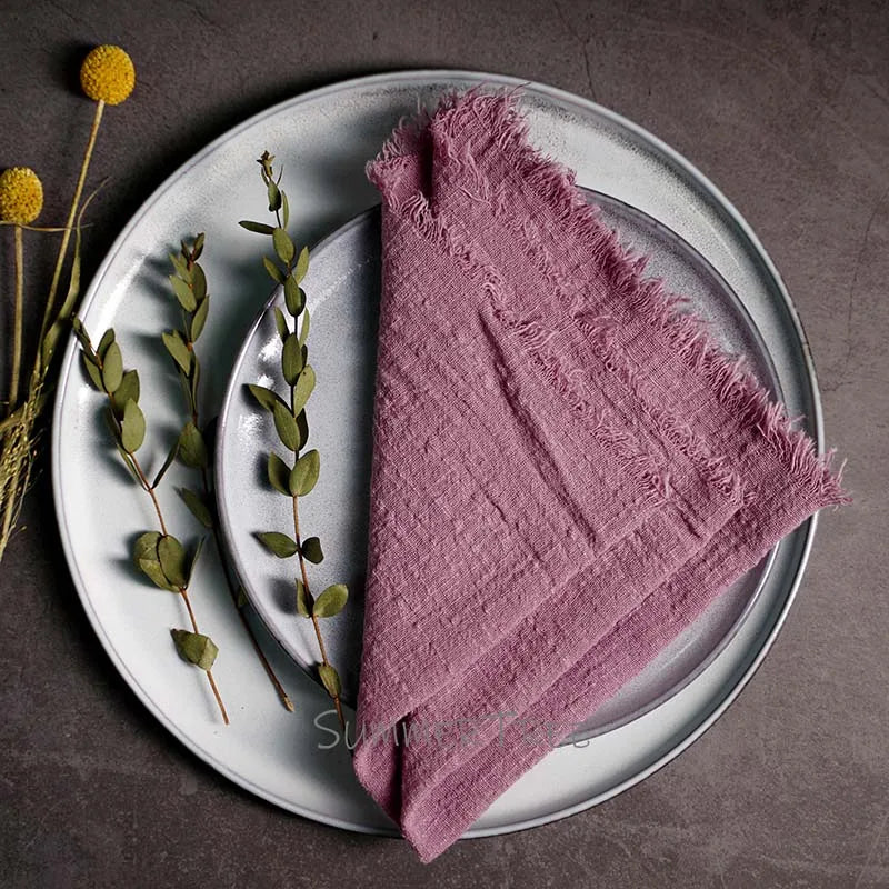 10pcs Large Napkins 41x41cm Rustic Cotton Gauze Napkin Muslin Tea Towel Dinner Retro Cheesecloth (Online Exclusive) Wedding Party Linen Decor