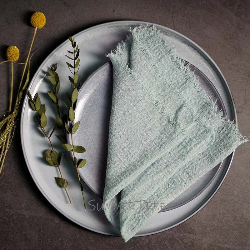10pcs Large Napkins 41x41cm Rustic Cotton Gauze Napkin Muslin Tea Towel Dinner Retro Cheesecloth (Online Exclusive) Wedding Party Linen Decor