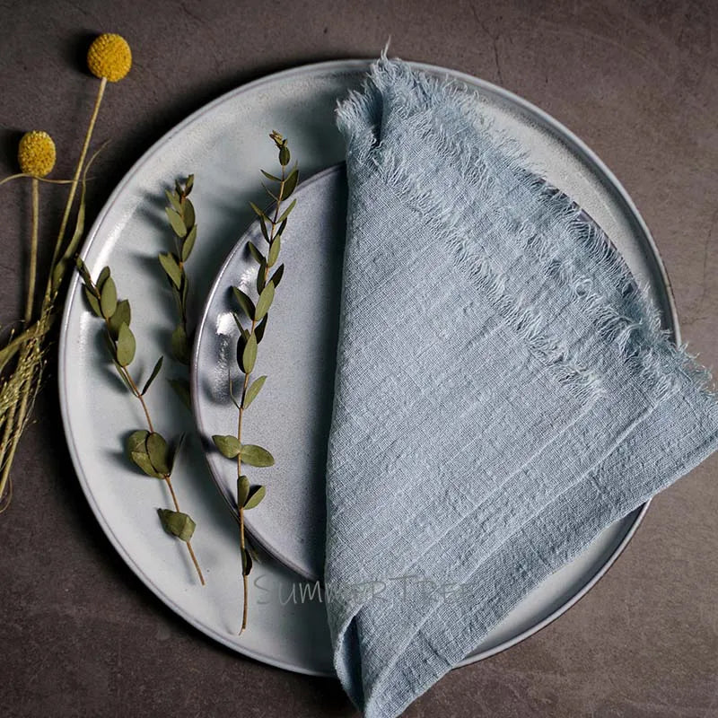 10pcs Large Napkins 41x41cm Rustic Cotton Gauze Napkin Muslin Tea Towel Dinner Retro Cheesecloth (Online Exclusive) Wedding Party Linen Decor
